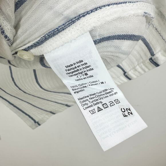 J.Crew Puff Sleeve Top Sheer Gauze Cotton Striped Lightweight Ivory XL NWT - Picture 9 of 13